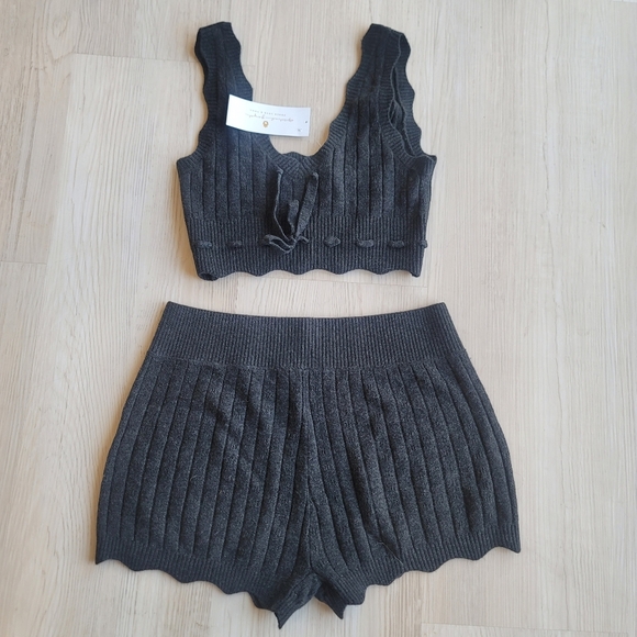 New SPIRITUAL GANGSTER  Knit Hudson Pointelle Tank And Short Matching Set S/L - Picture 1 of 17